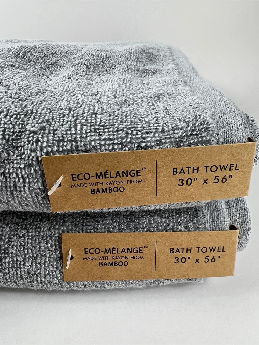 Common Thread Bamboo Bath Towel Set Medium Grey Eco Melange Set of 2 NEW